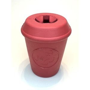 Sodapup Coffee Cup Durable Rubber Chew Toy Treat Dispenser Pink Med